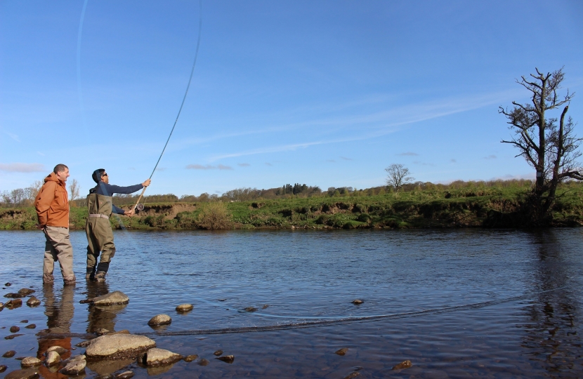 Rishi Sunak on the River Ure with Brian Towers