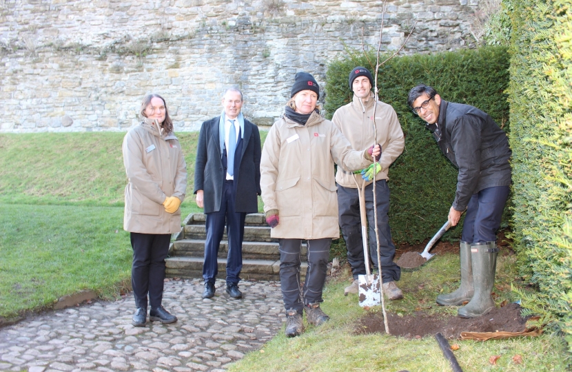 Rishi Sunak at Richmond Castle planting a tree for the Queen's Green Canopy