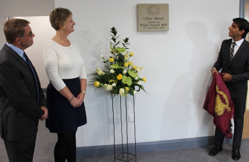 Rishi Sunak opens Lilley House – watched by PI founders Keith and Rachel Lilley