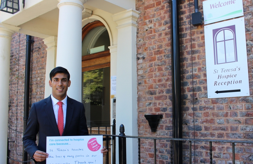 Rishi with his message of support for Hospice Care Week